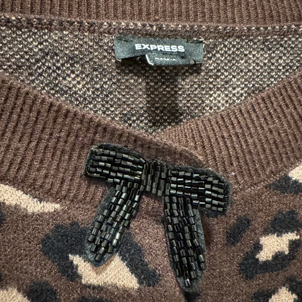 Express Leopard Print Button Down Cardigan - image 4